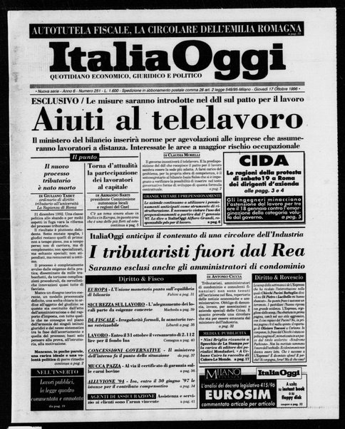 Italia oggi : quotidiano di economia finanza e politica